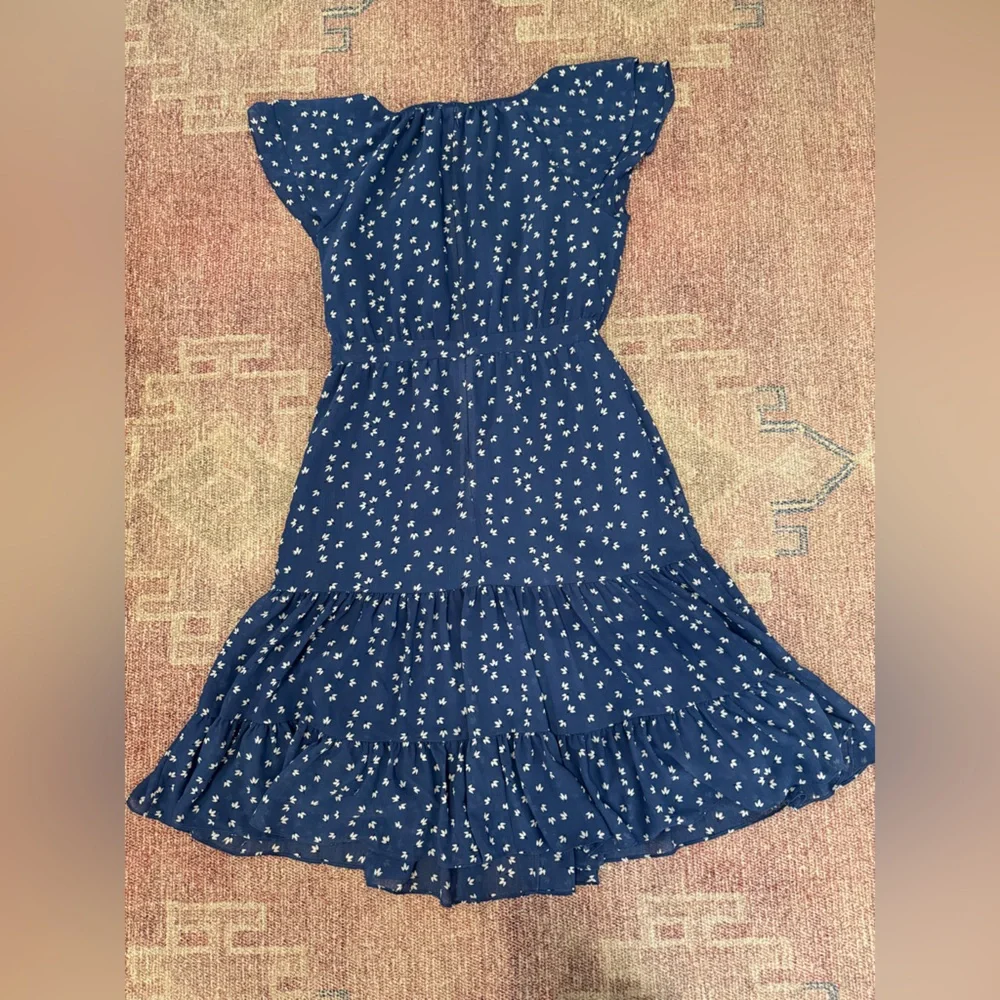 J. Crew blue floral tiered midi peasant dress size 6